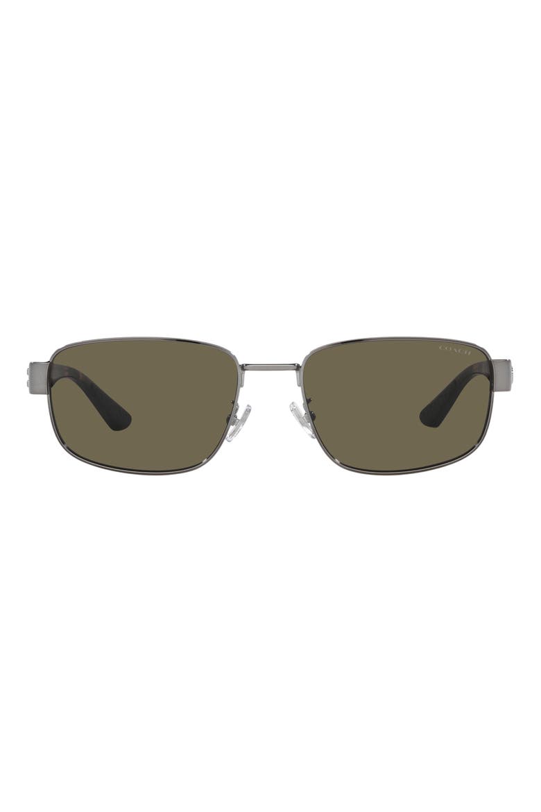 55mm Rectangular Sunglasses, Main, color, SHINY GUNMET