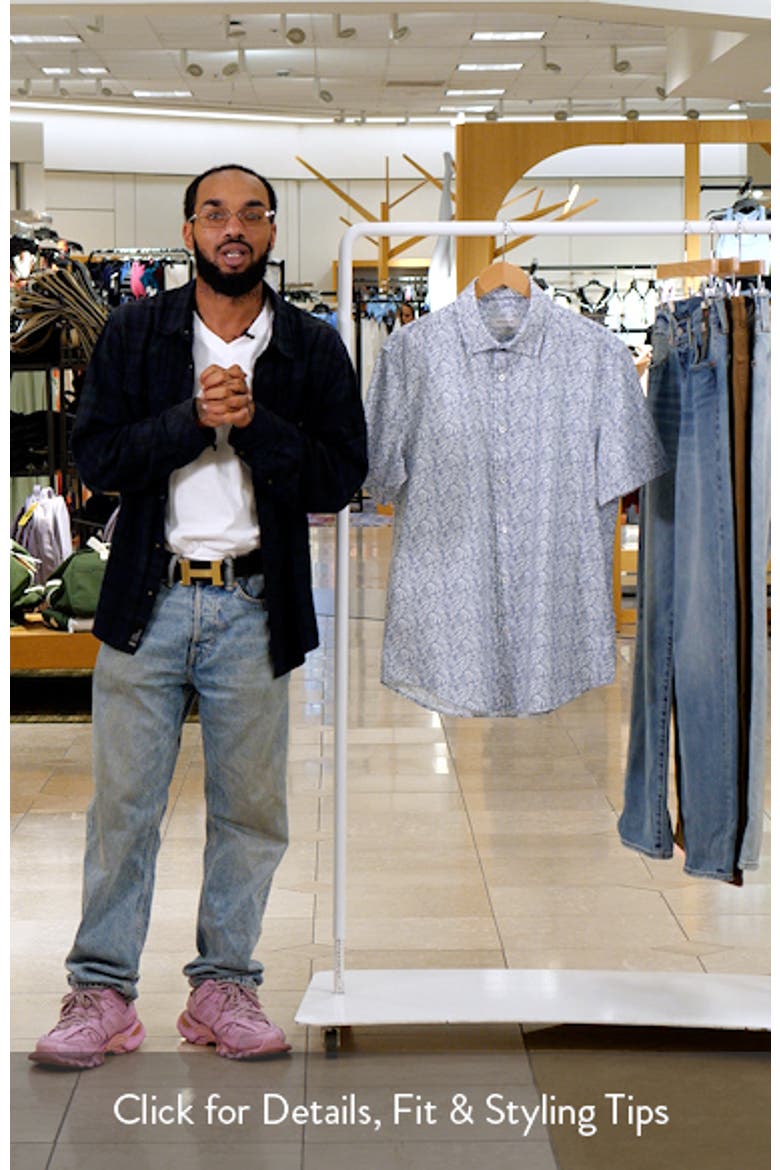 Miles OoohCotton® Leaf Print Short Sleeve Button-Up Shirt video