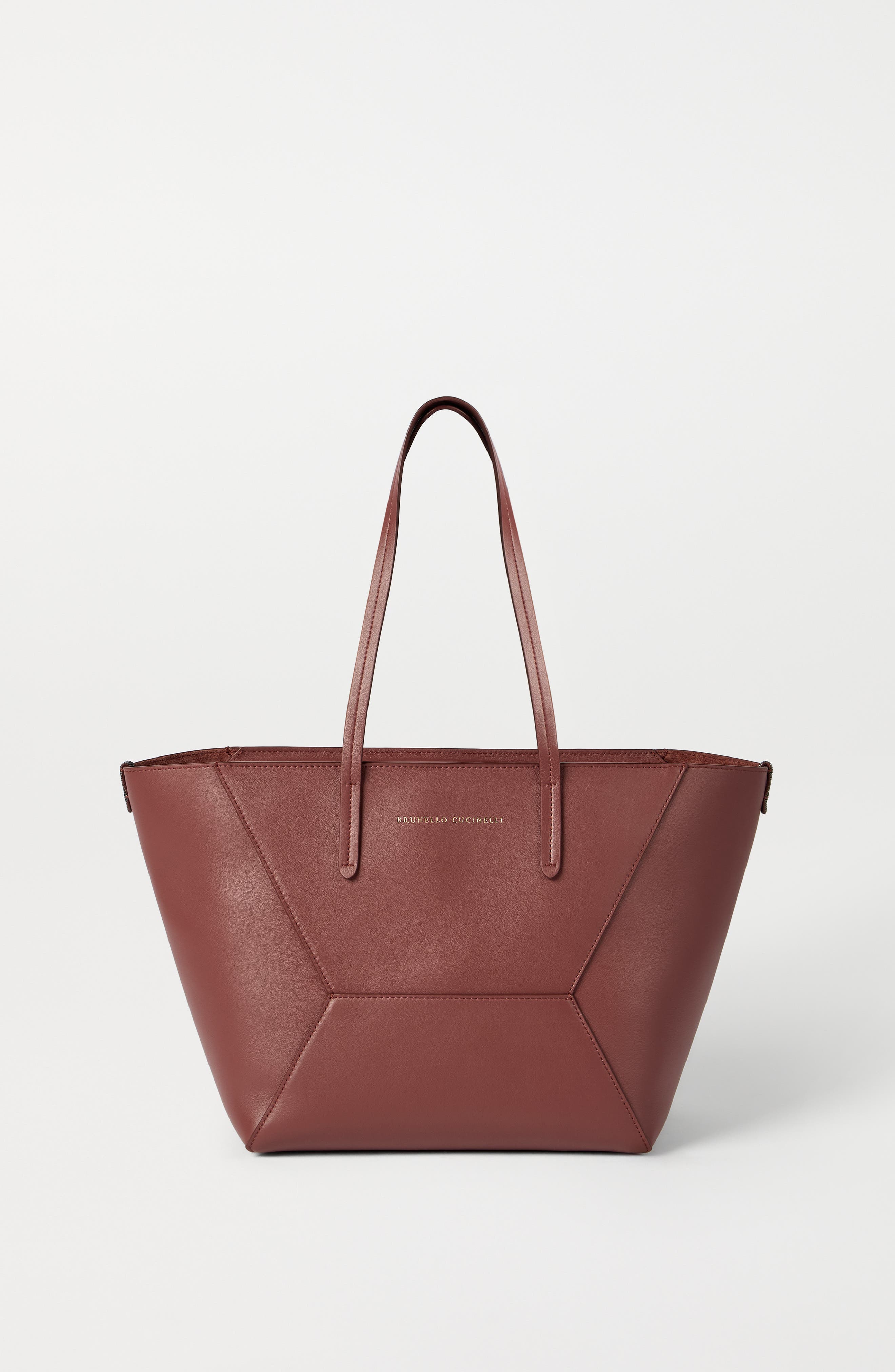 Brunello Cucinelli Calfskin small BC Duo bag, Alternate, color, Firebrick