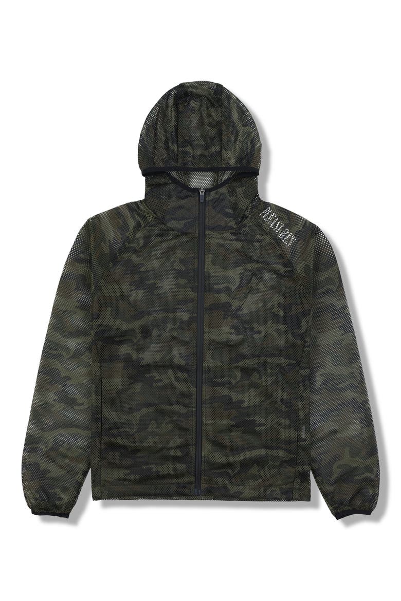 Camo Mesh Zip Hoodie, Main, color, CAMO