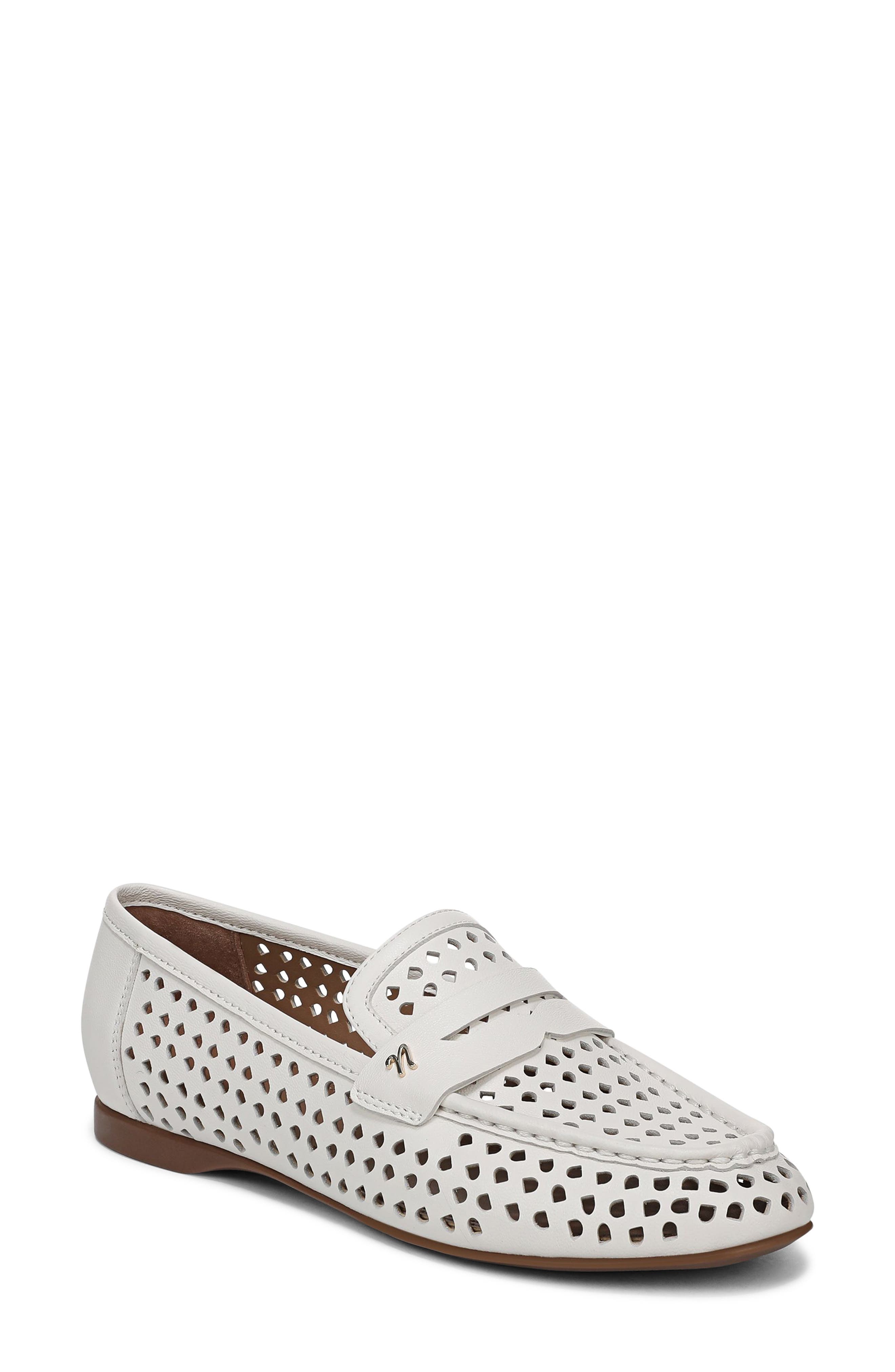 Naturalizer Bloom Perforated Penny Loafer, Main, color, Warm White