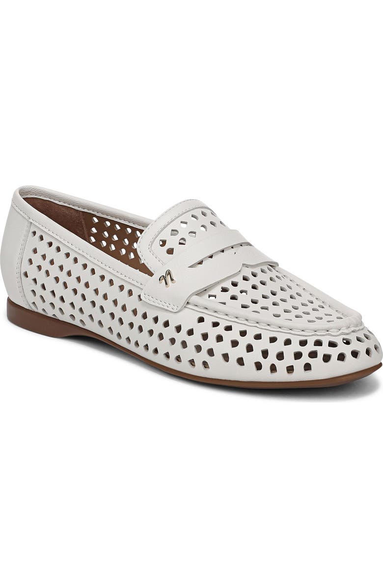 Naturalizer Bloom Perforated Penny Loafer, Main, color, Warm White