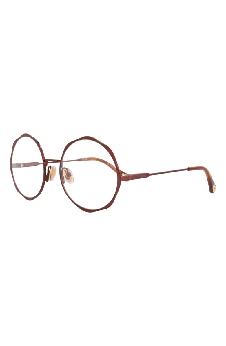 Chloé 56mm Round Optical Glasses, Alternate, color, Brown Brown Transparent