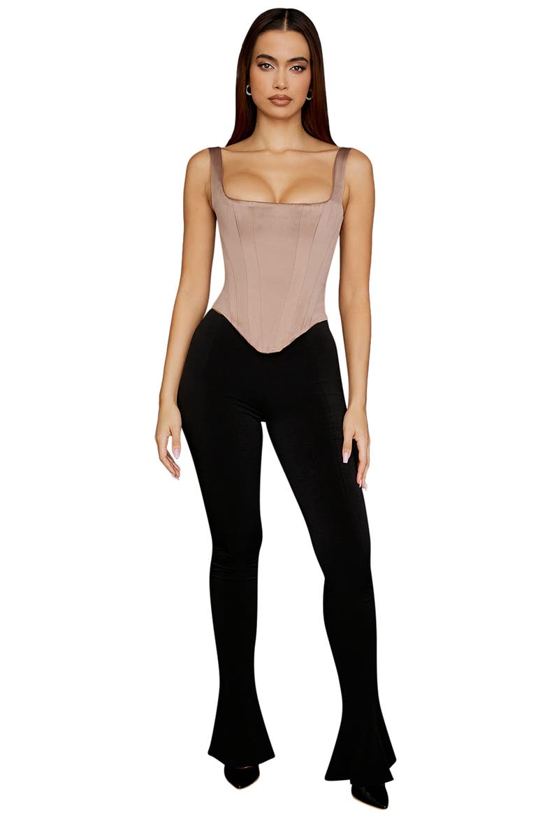 Rafa Satin Longline Corset Top, Alternate, color, STONE