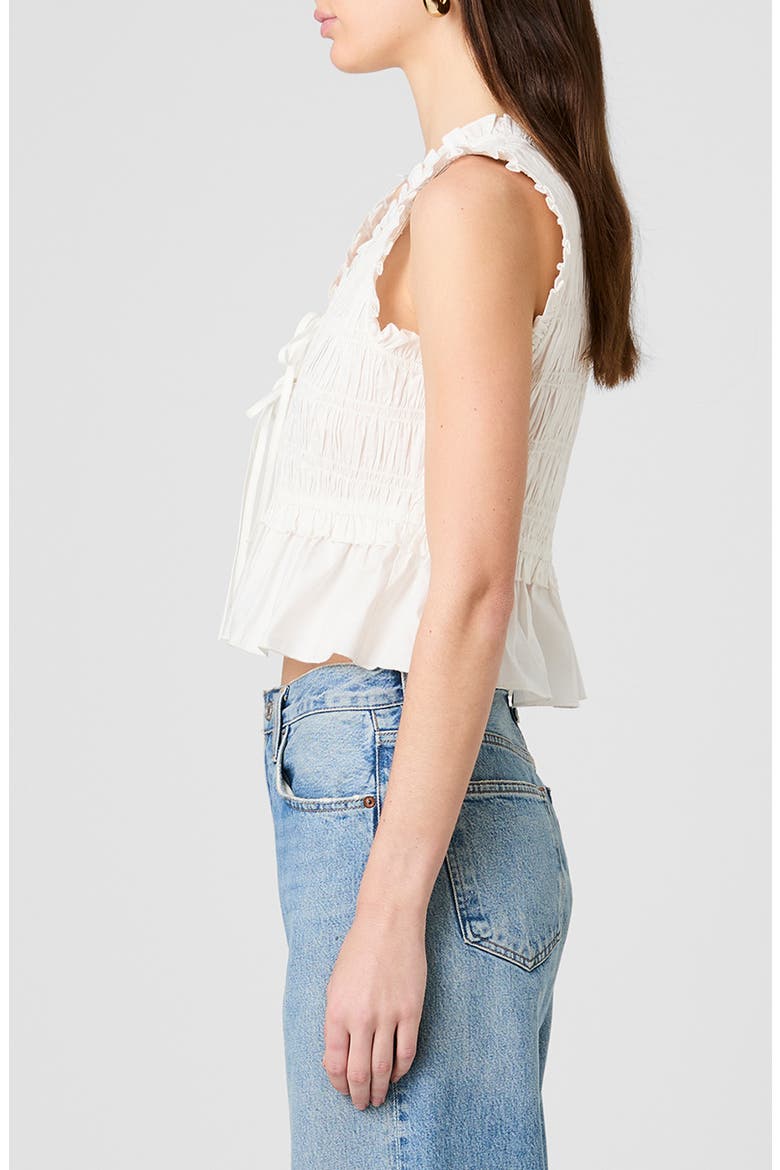 Rhodes Ruffle Smocked Peplum Cotton Poplin Top, Alternate, color, SUMMER WHITE