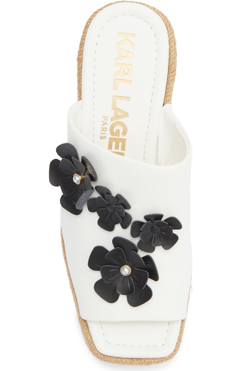 KARL LAGERFELD PARIS Clove Fleur Wedge Sandal, Alternate, color, Bright White
