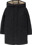 Burberry Kid's Quilted Nylon Hooded Coat