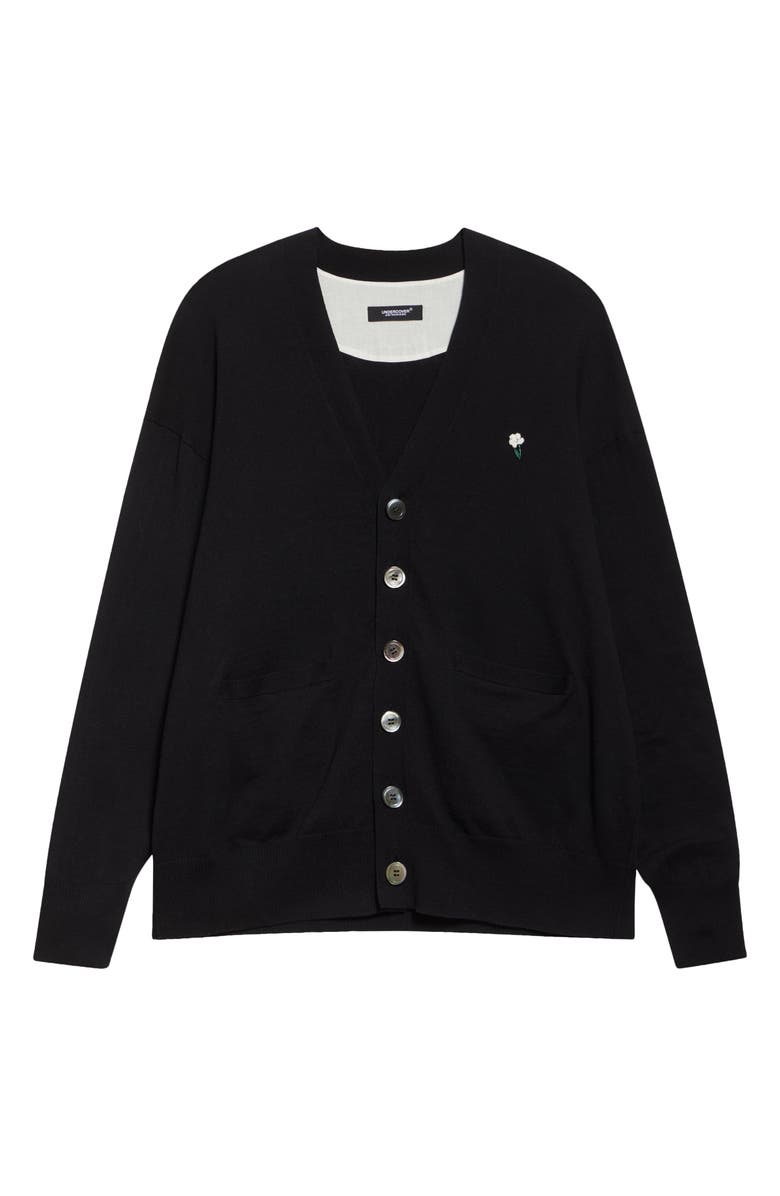 Undercover Beaded Floral Patchwork Cotton & Cashmere V-Neck Cardigan, Alternate, color, 