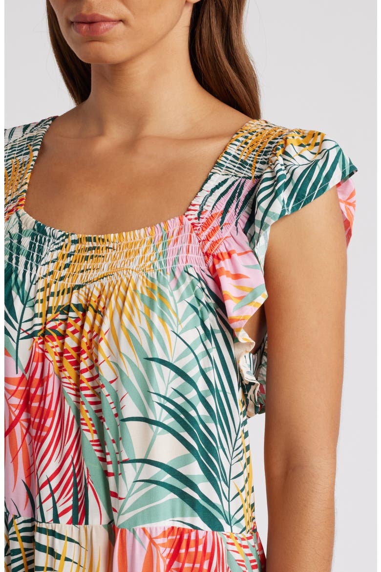 Eloise Flutter Sleeve Smocked Detail Sundress, Alternate, color, GREEN HERON