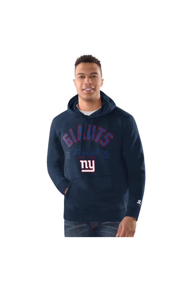 STARTER Men's Starter  Charcoal New York Giants Pullover Hoodie, Alternate, color, Navy