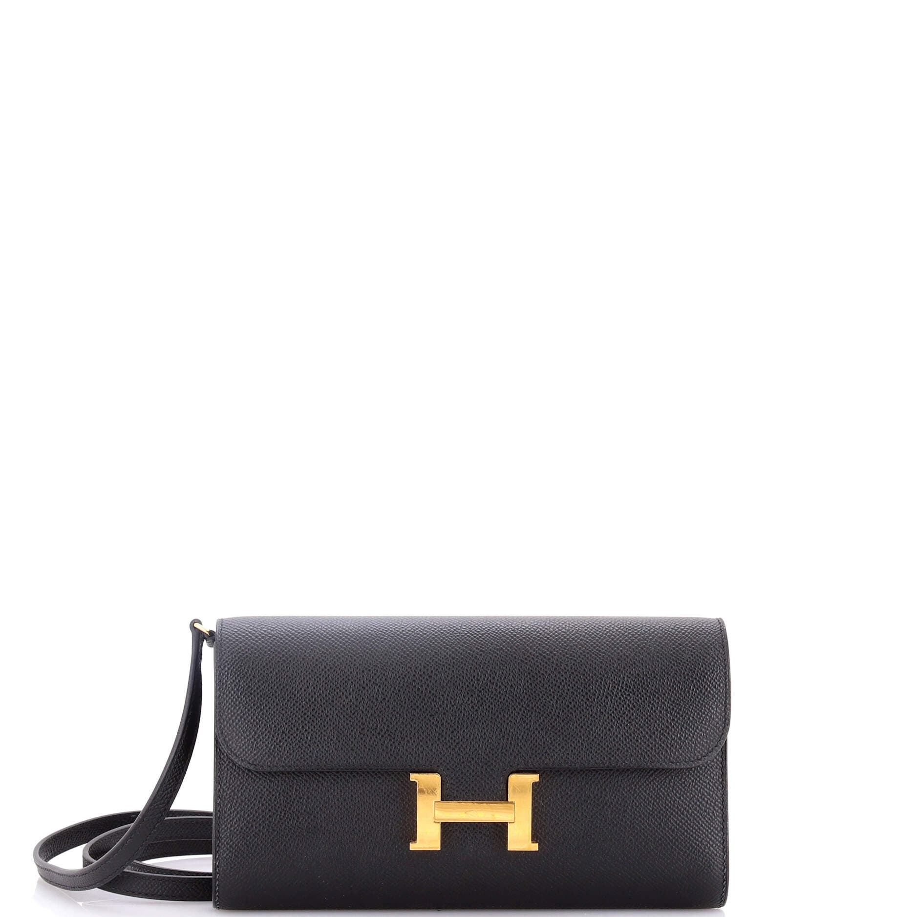 Pre-Owned Hermes Constance To Go Wallet Epsom, Main, color, Noir