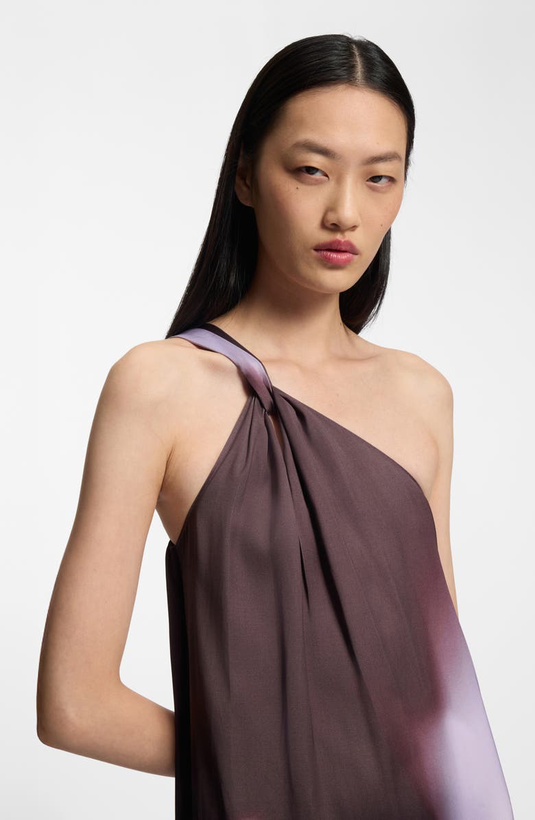 BOSS Dantea One-Shoulder Floral Print Gown, Alternate, color, Mocha Faded Flower