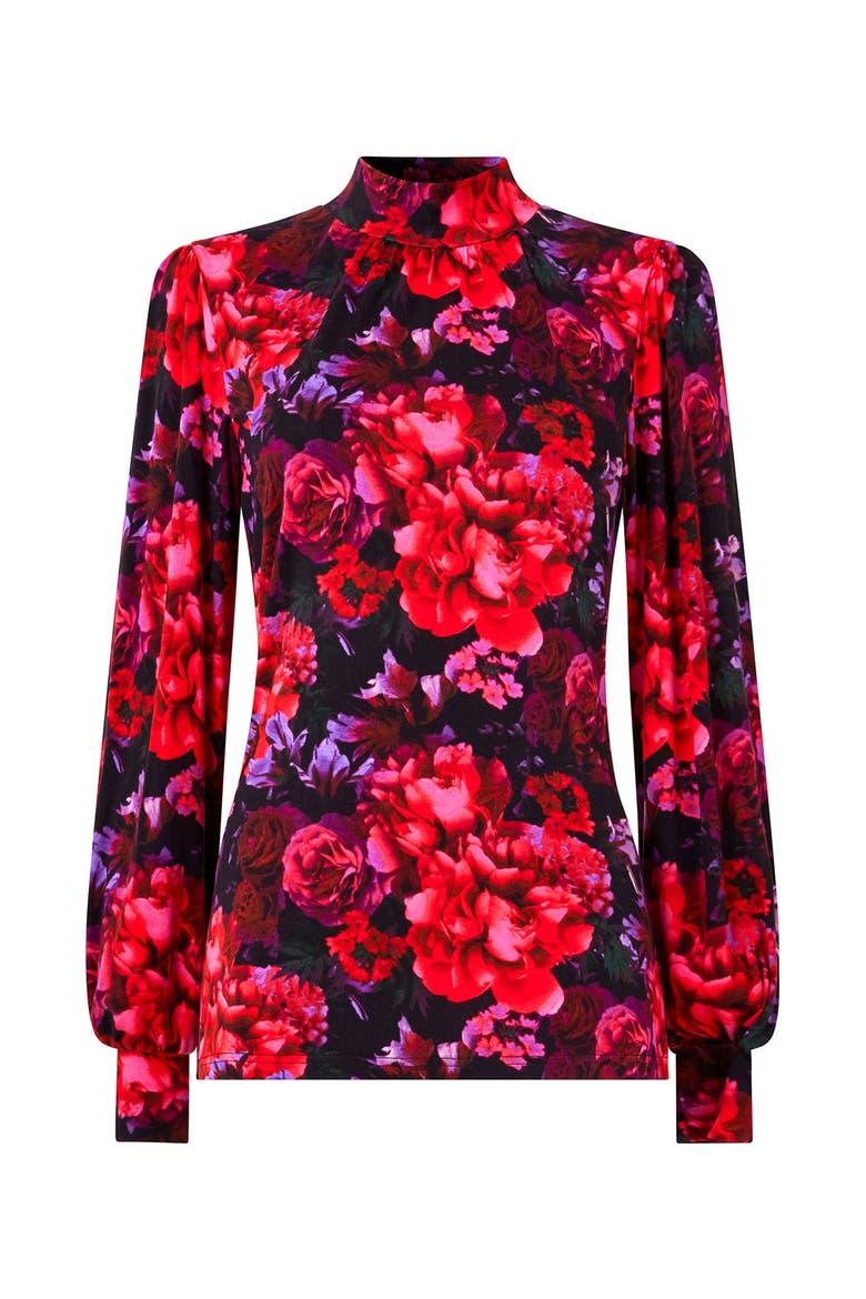 Stretch Knit Mockneck, Alternate, color, ROMANTIC FLORAL