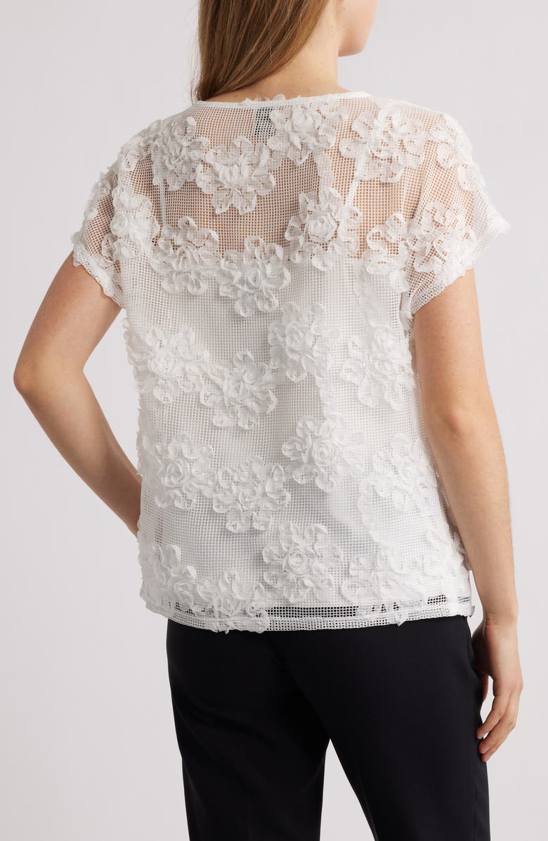 Anne Klein Floral Soutache Mesh Top, Alternate, color,