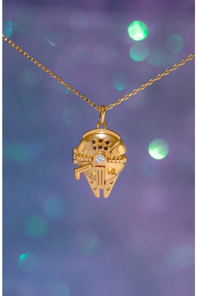 Star Wars Millenium Falcon Locket Necklace, Alternate, color, GOLD