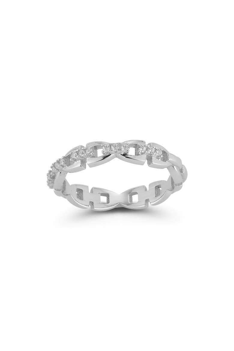Cubic Zirconia Link Ring, Alternate, color, SILVER