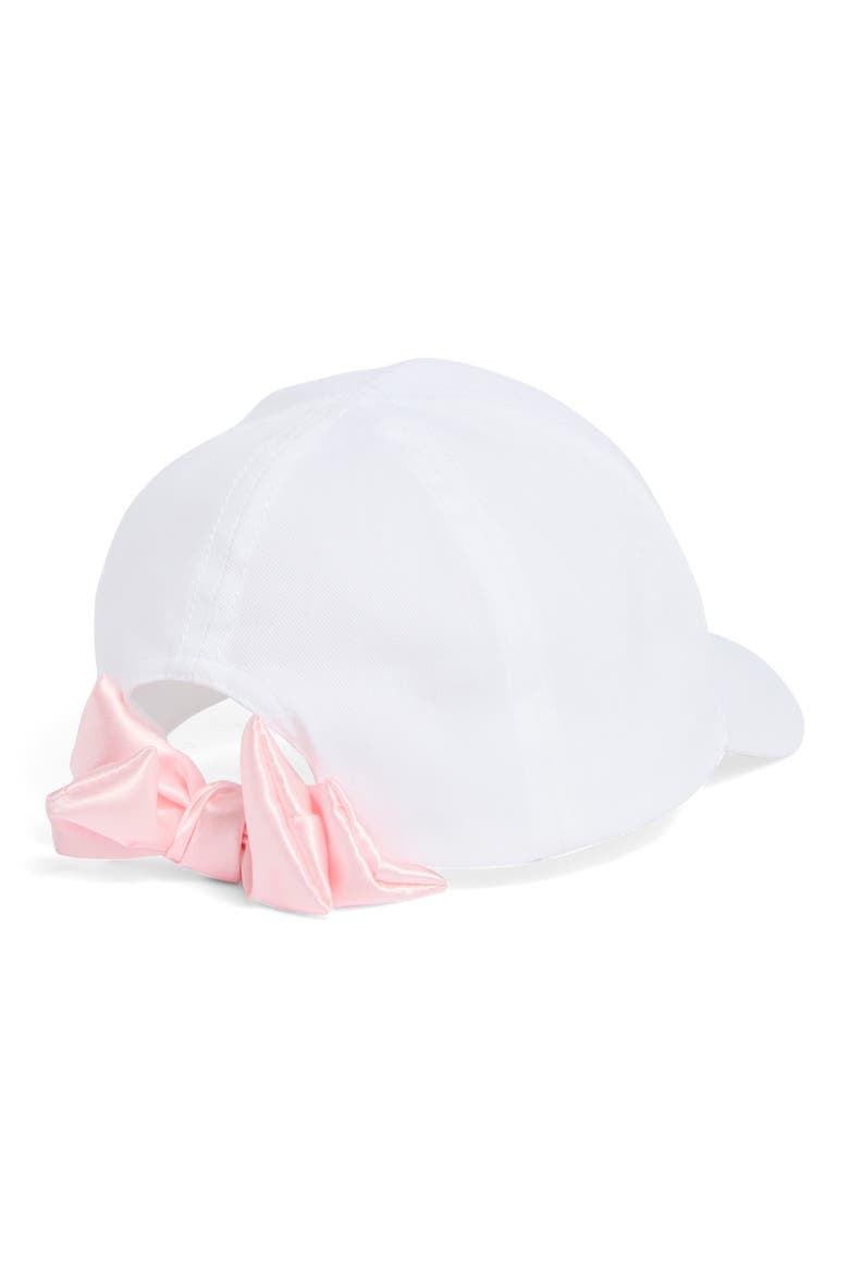 Bow Embroidered Baseball Cap, Alternate, color, WHITE