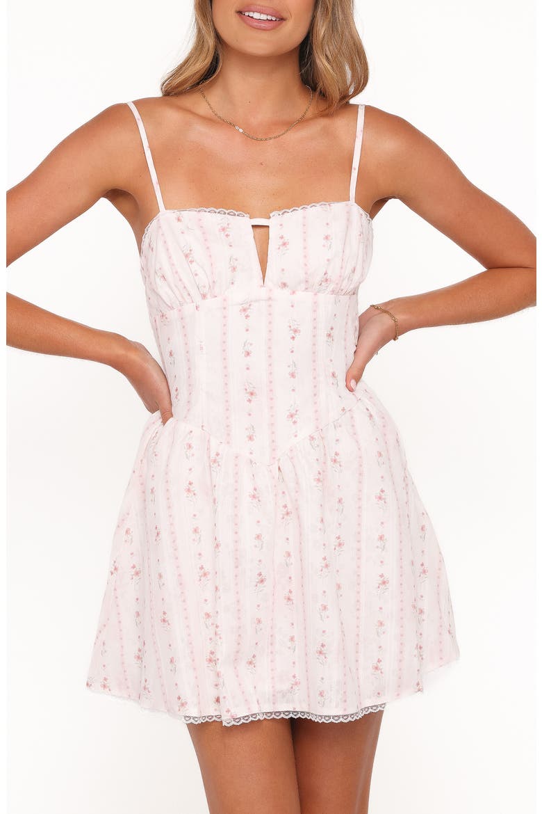 Athena Floral Print Minidress, Alternate, color, WHITE FLORAL