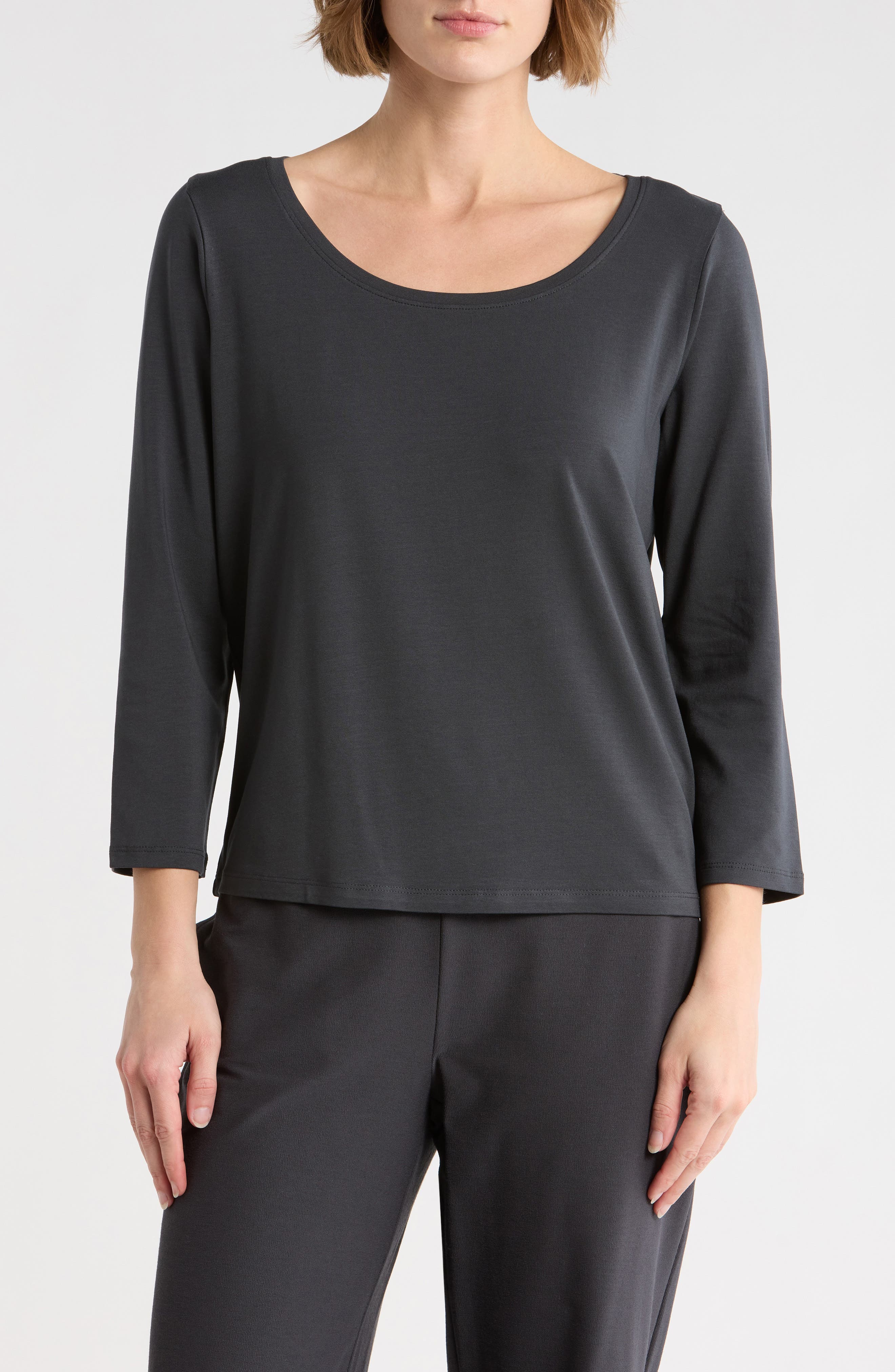Eileen Fisher Scoop Neck Stretch Jersey Shirt