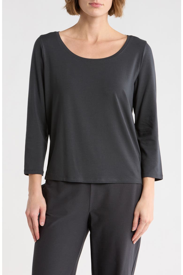 Scoop Neck Stretch Jersey Shirt, Main, color, GRAPHITE