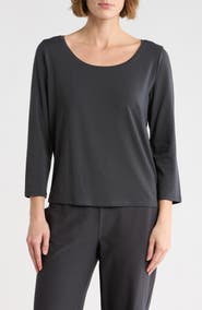 Eileen Fisher Scoop Neck Stretch Jersey Shirt