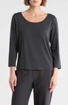 Eileen Fisher Scoop Neck Stretch Jersey Shirt