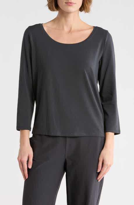 Eileen Fisher Scoop Neck Stretch Jersey Shirt