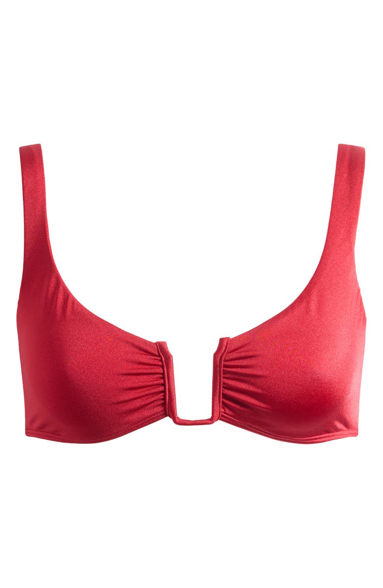 PacSun Lotus Shirred Swim Top, Alternate, color, Jester Red