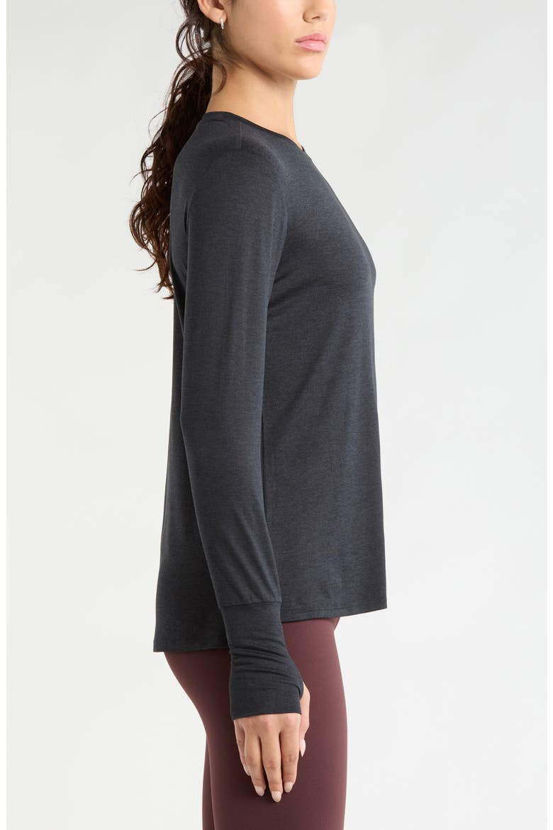 Long Sleeve Split Hem T-Shirt, Alternate, color, BLACK