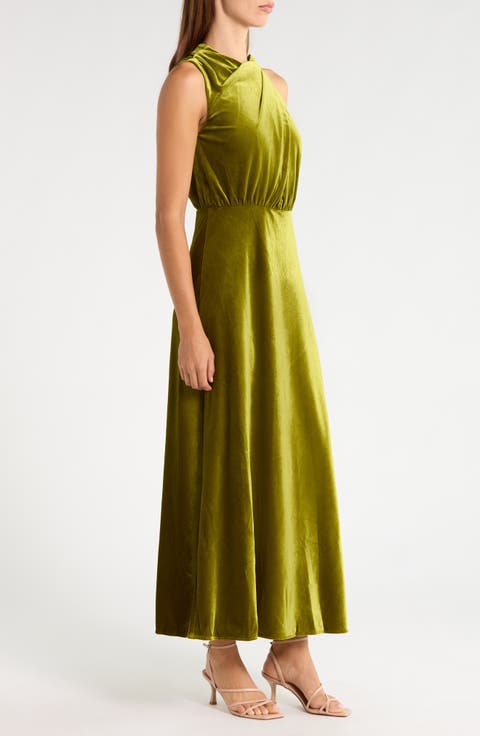 Eloise Twist Cowl Neck Velvet Maxi Dress