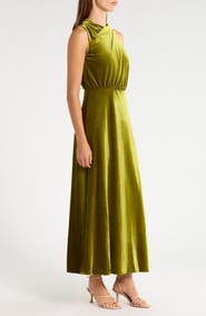 Adelyn Rae Eloise Twist Cowl Neck Velvet Maxi Dress