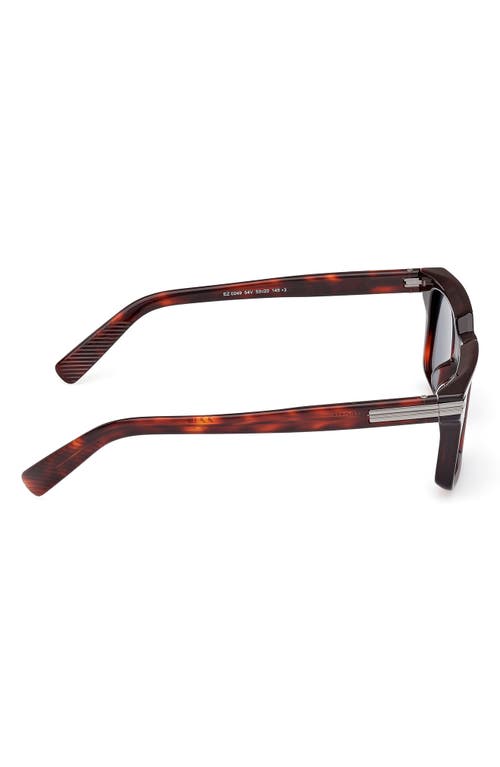 Zegna 53mm Rectangular Sunglasses In Shiny Red Havana