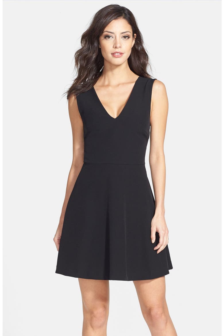 Bianca Back Cutout Fit & Flare Dress (Nordstrom Exclusive), Main, color, BLACK