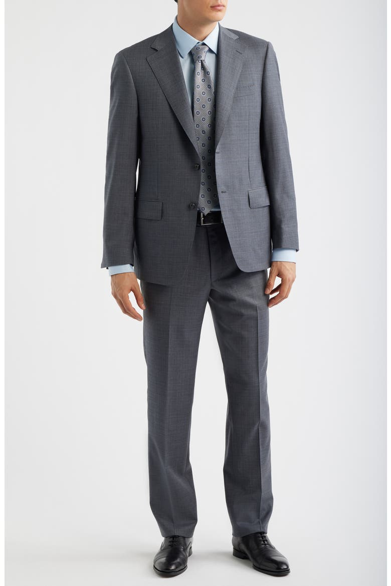 Grey Mélange Wool Suit, Main, color, MID GREY