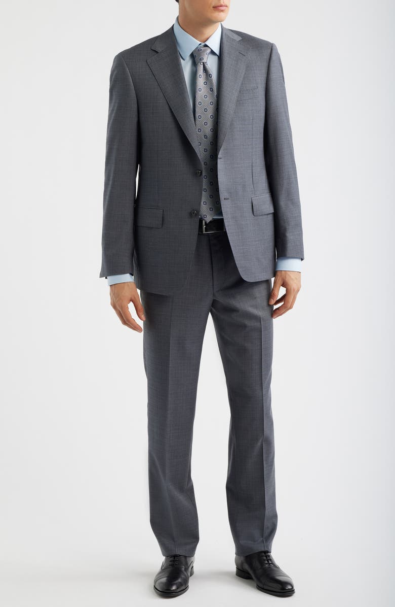 Heritage Gold Grey Mélange Wool Suit, Main, color, Mid Grey