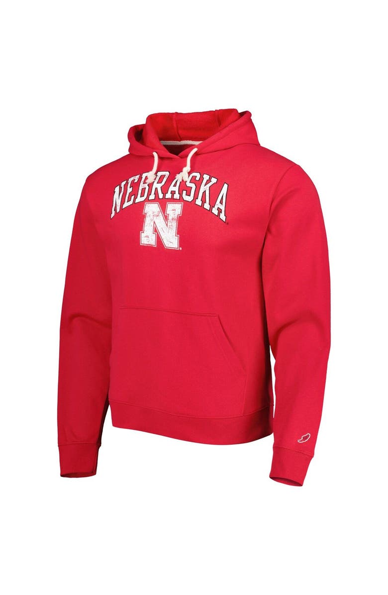 LEAGUE COLLEGIATE WEAR Men's League Collegiate Wear Scarlet Nebraska Huskers Arch Essential Pullover Hoodie, Alternate, color, 