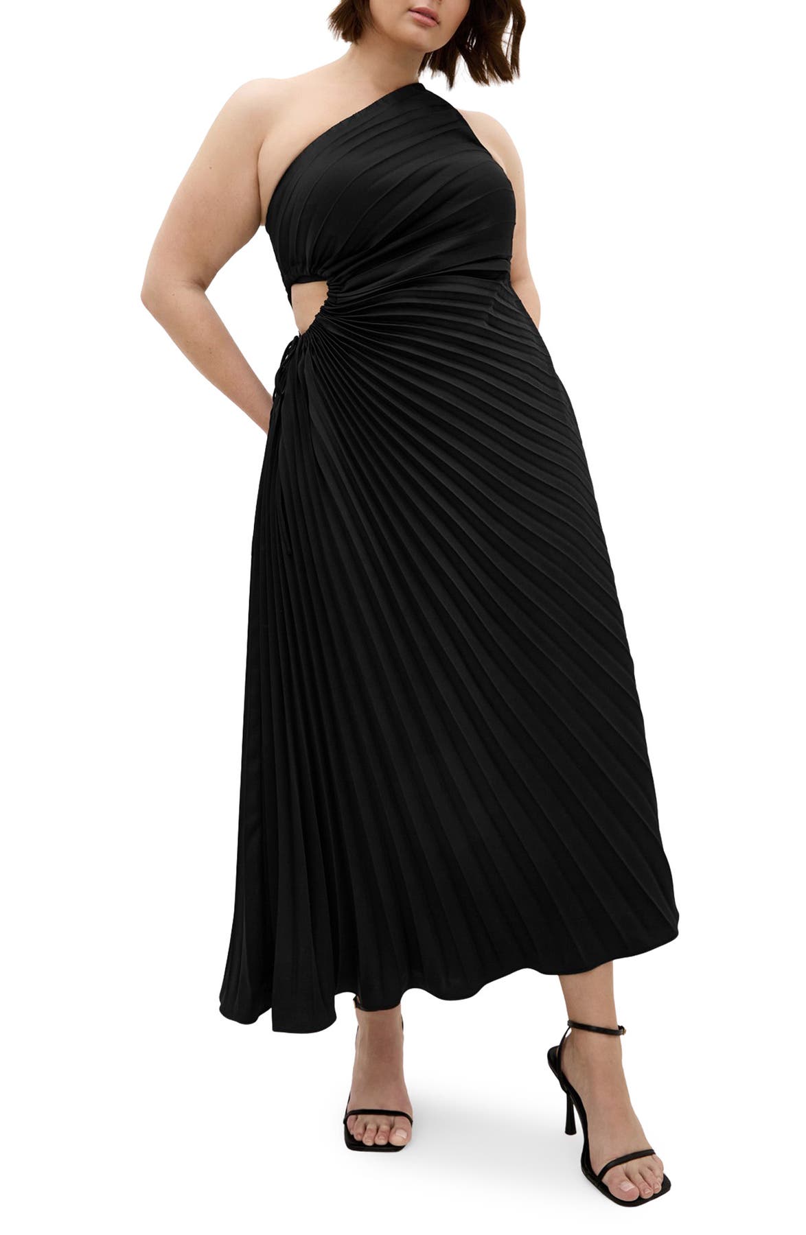 City Chic Aliza emerald one-shoulder plus-size midi dress