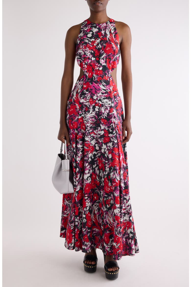 Print Fluid Cutout Dress, Alternate, color, FUCHSIA