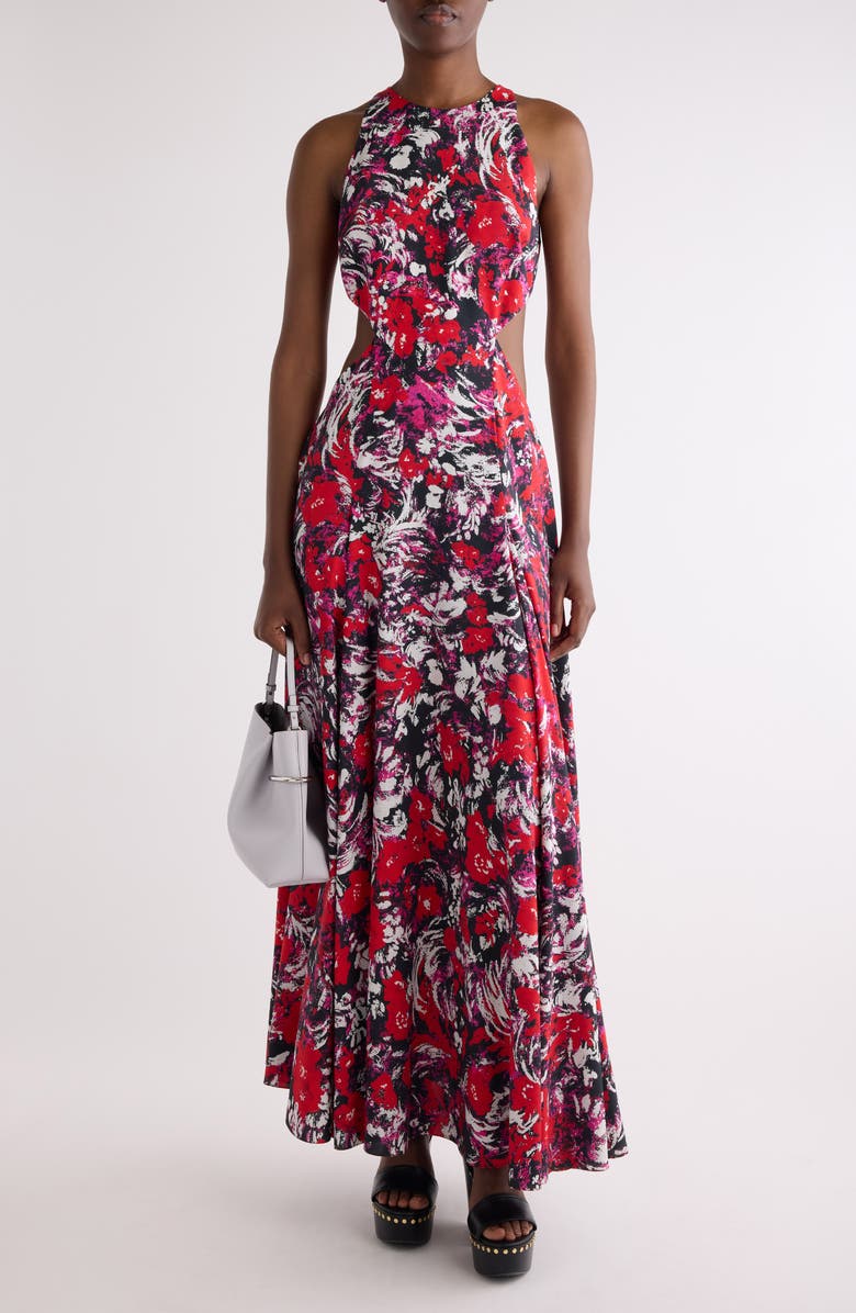 Givenchy Print Fluid Cutout Dress, Alternate, color, Fuchsia