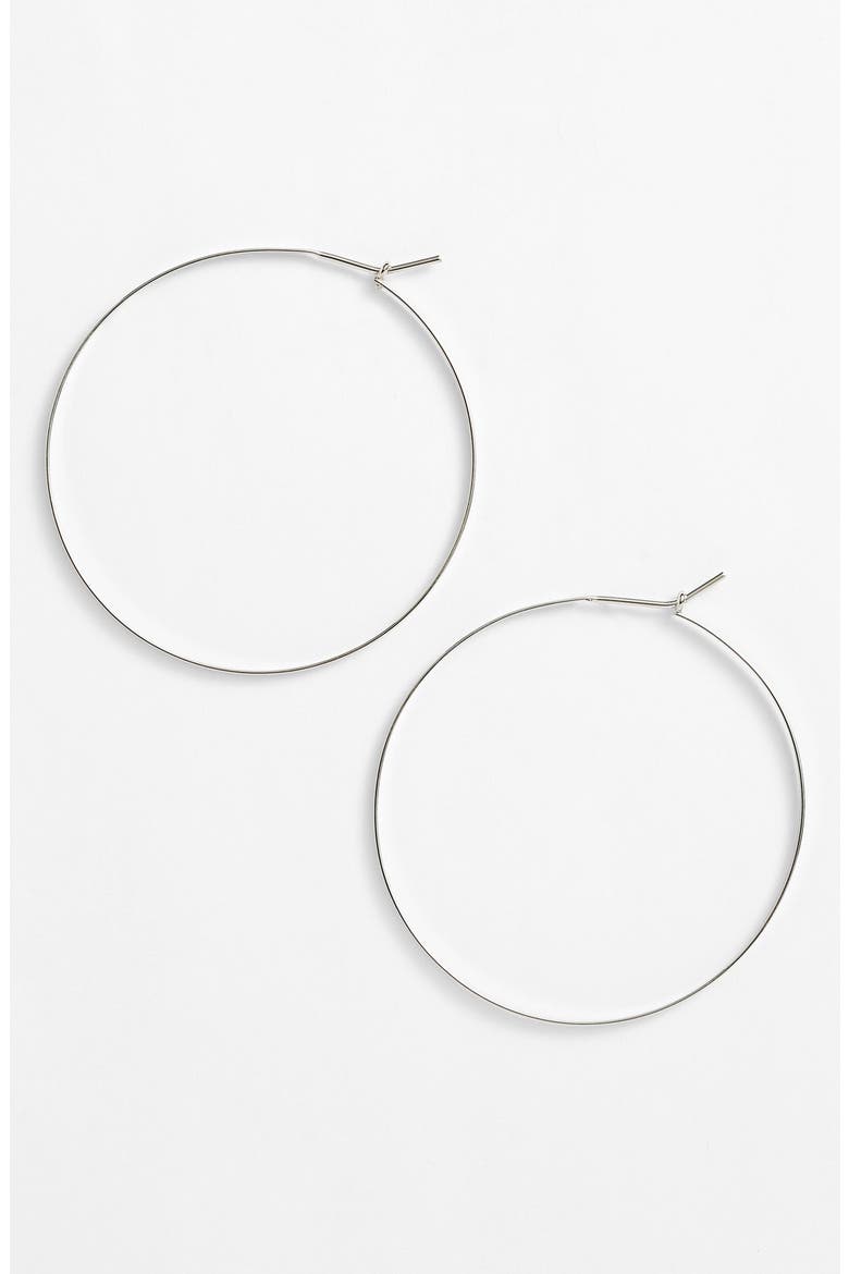 'Whisper' Hoop Earrings, Main, color, SILVER