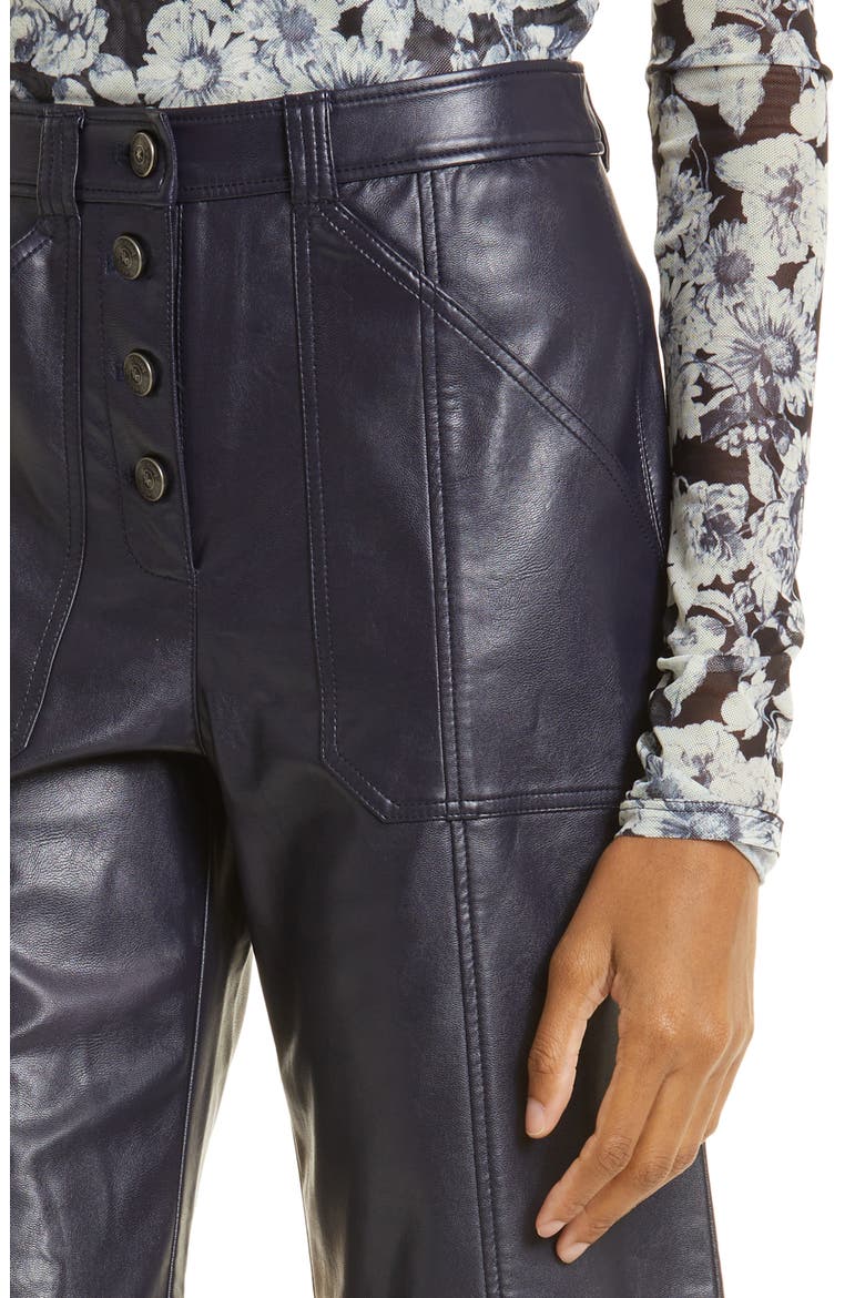 Benji Faux Leather Crop Pants, Alternate, color, NAVY