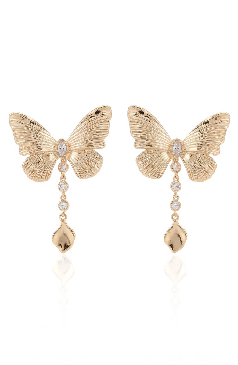 Ettika Fluttering Glow Drop Earrings, Alternate, color, Gold