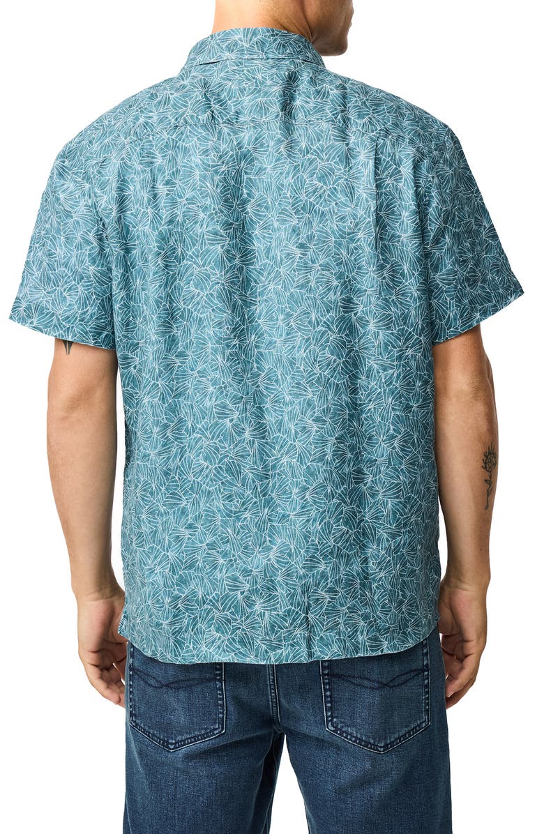 Rodd & Gunn Whitlaker Leaf Print Short Sleeve Linen Button-Up Shirt, Alternate, color, 