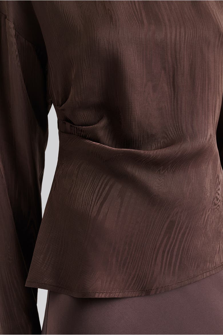 Rosalie Jacquard Weave Satin Blouse, Alternate, color, Chocolate