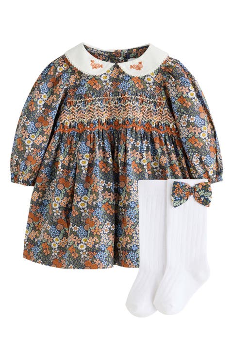 Ditsy Floral Smocked Dress, Knickers & Socks Set