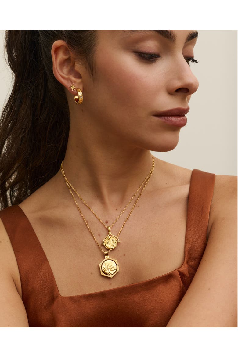 Lapis Moon Rotating Pendant Necklace, Alternate, color, Gold