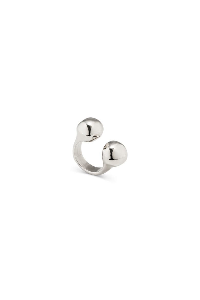 Open Ring with Two Beads, Main, color, Silver