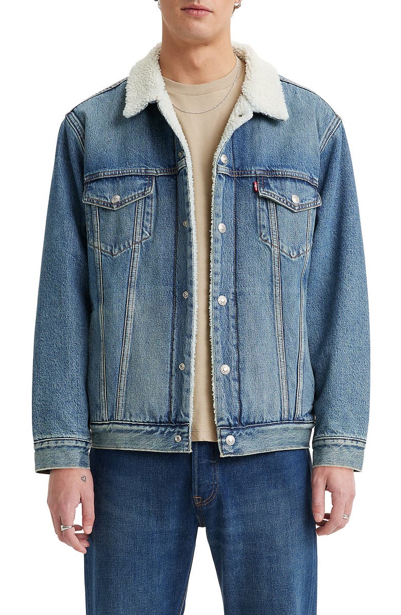 Levi's<sup>®</sup> Relaxed Fit Faux Shearling Trucker Jacket, Main, color, 