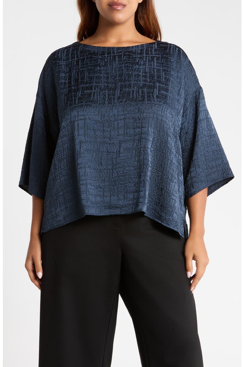 BATEAU NECK BOX TOP WITH 3/4 S, Main, color, MARITIME