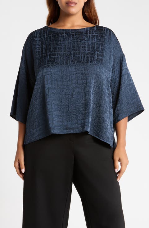 Texture Bateau Neck Silk Top